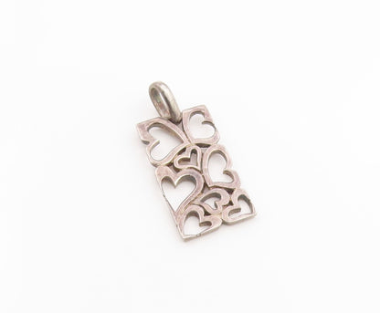 925 Sterling Silver Vintage Pendant Love Heart Cutout Geometric Frame  PT26287