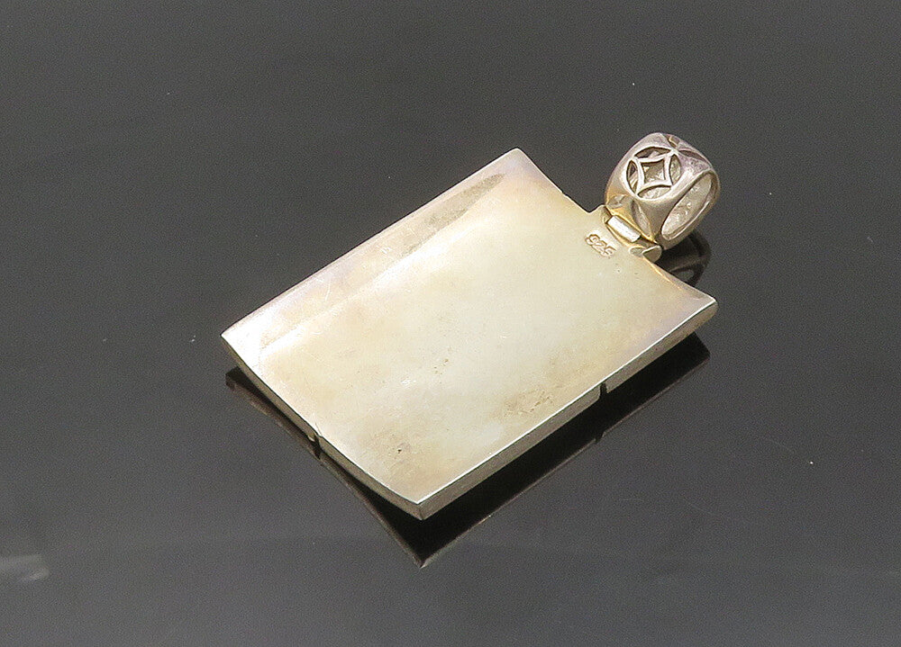 925 Sterling Silver  Vintage Mother Of Pearl Mosaic Pattern Pendant  PT16102