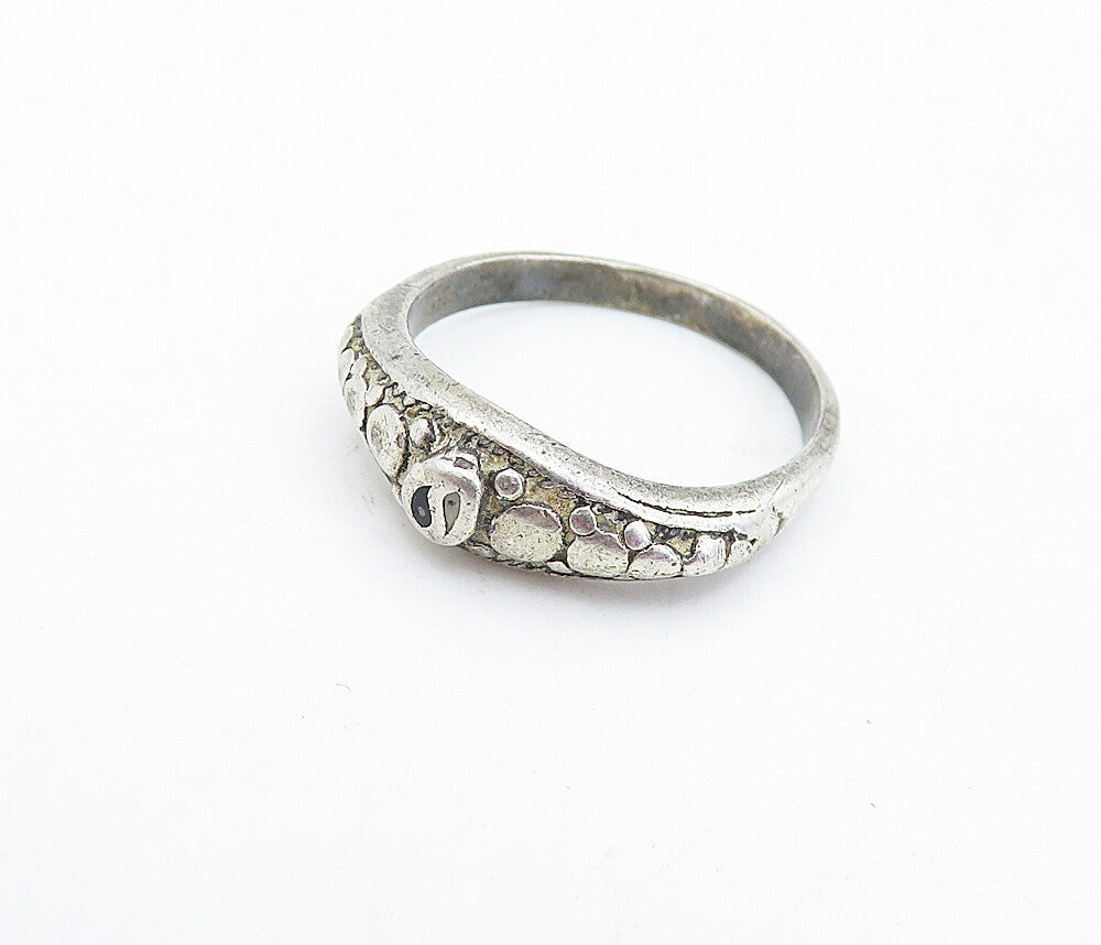 925 Sterling Silver  Vintage Thin Circle Pattern Band Ring Sz 6.5  RG3724
