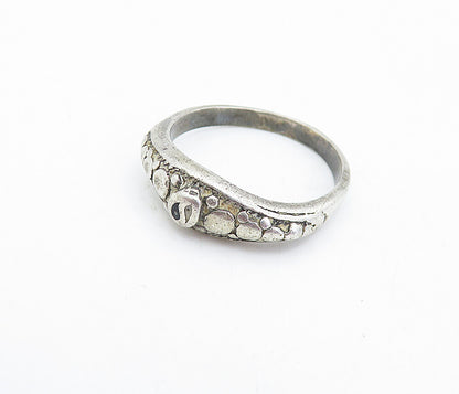 925 Sterling Silver  Vintage Thin Circle Pattern Band Ring Sz 6.5  RG3724