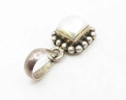 SILPADA 925 Sterling Silver  Vintage Bubble Border Pearl Pendant  PT10589