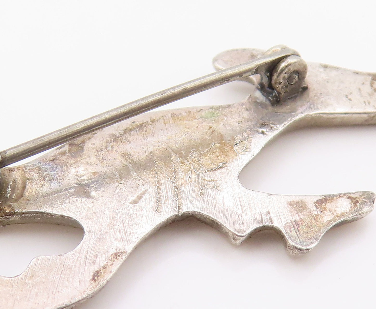 925 Sterling Silver Vintage Brooch Pin SOUTHWESTERN Etched Roadrunner  BP12551