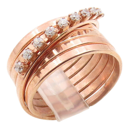 925 Sterling Silver Vintage Ring Gold Plated CZ Crossover Band  Sz 7  RG35490