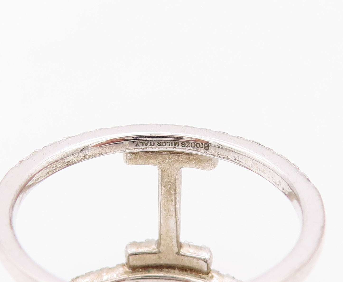 925 Sterling Silver Vintage Ring Minimalist CZ Dual Wide Band  Sz 8.5  RG36386
