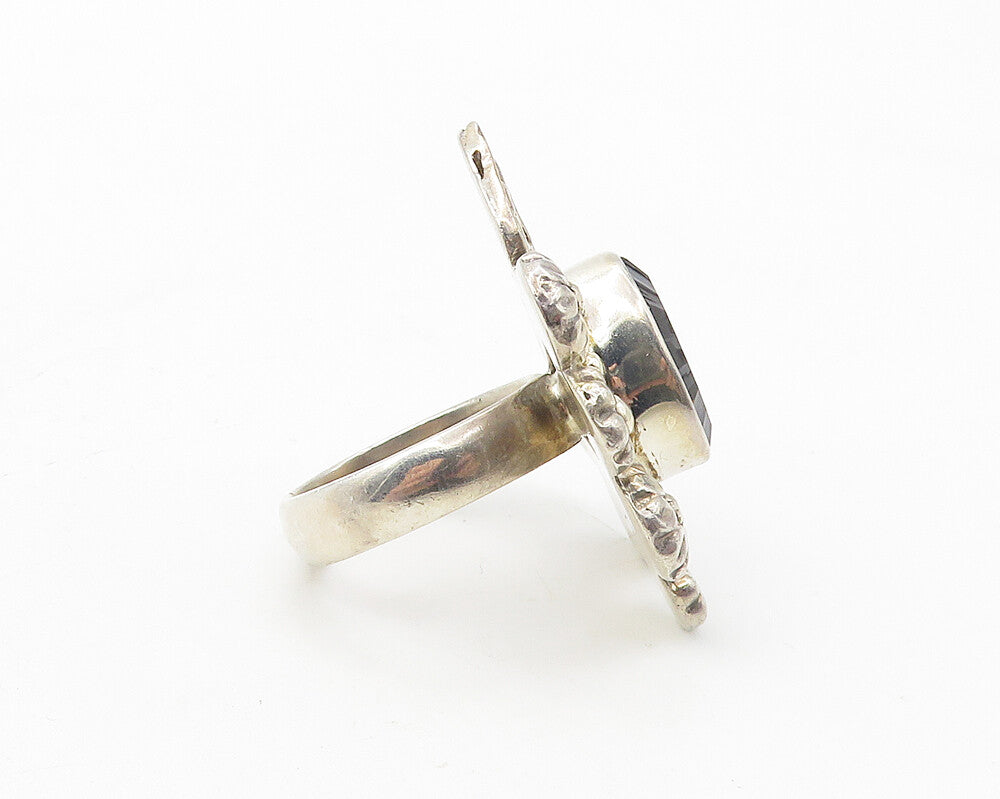 925 Sterling Silver  Smoky Topaz Floral Motif Cocktail Ring Sz 8  RG10109