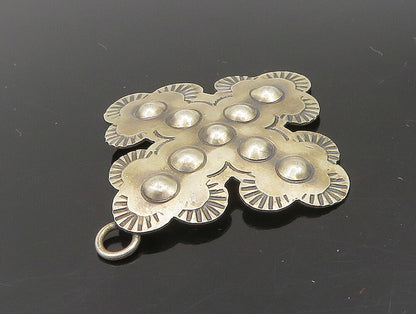 925 Sterling Silver Vintage Beaded Etched Cross Pendant PT20267