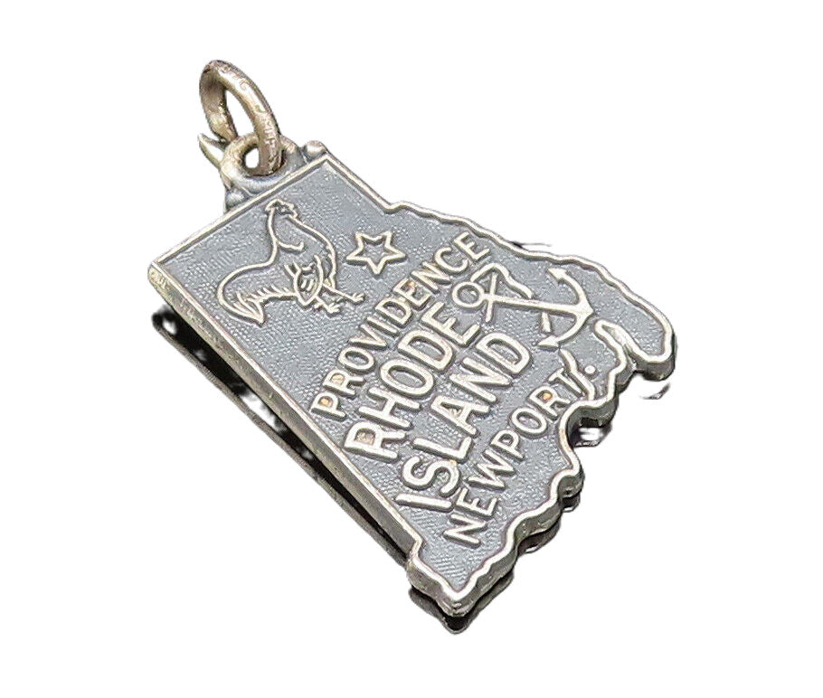 925 Sterling Silver  Vintage Rhode Island State Souvenir Pendant  PT21070