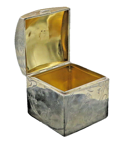 RUSSIA Solid Silver Vintage Antique Large Trinket Heavy Jewelry Box   TR2895
