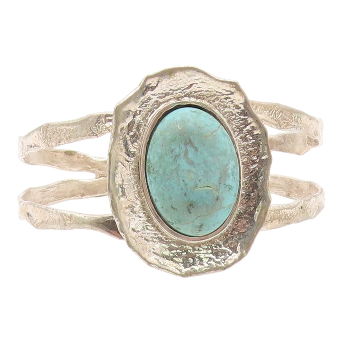 925 Sterling Silver  Vintage Cabochon Rough Gemstone Cuff Bracelet  BT8926