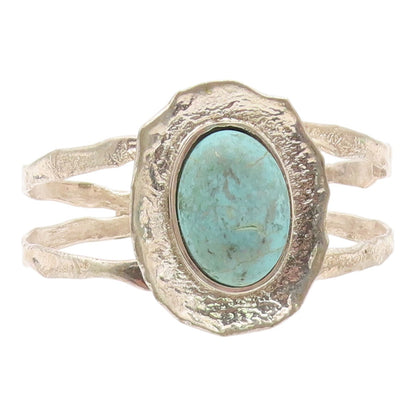 925 Sterling Silver  Vintage Cabochon Rough Gemstone Cuff Bracelet  BT8926