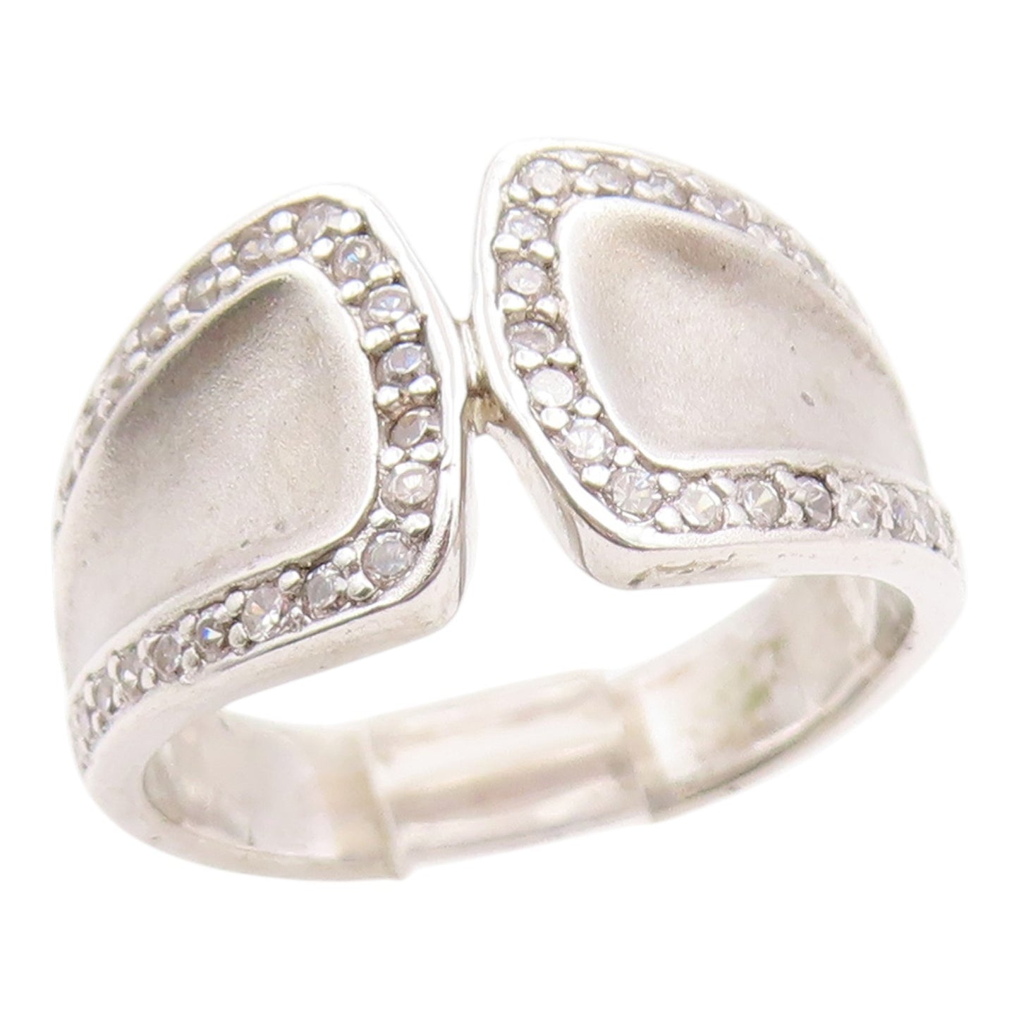 925 Sterling Silver Vintage Ring Modernist CZ Abstracr Wrap Band  Sz 7  RG35637