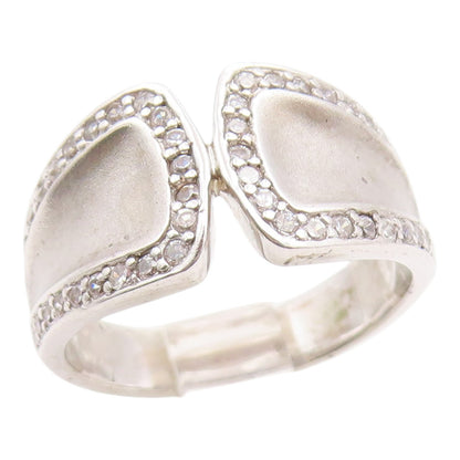 925 Sterling Silver Vintage Ring Modernist CZ Abstracr Wrap Band  Sz 7  RG35637