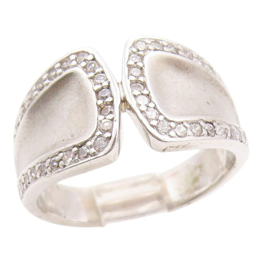 925 Sterling Silver Vintage Ring Modernist CZ Abstracr Wrap Band  Sz 7  RG35637