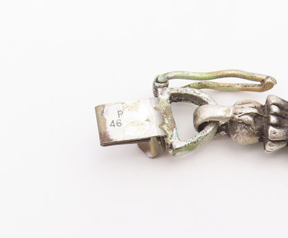 925 Sterling Silver Vintage Necklace MEXICO Barrel Link Long Chain HEAVY  NE4893
