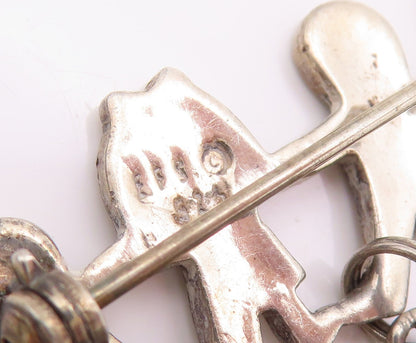 925 Sterling Silver Vintage Brooch Cutout Happy Children Playing  BP11521