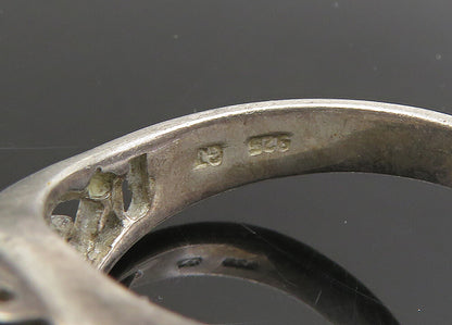 AVON 925 Silver  Vintage Cubic Zirconia Love Heart Band Ring Sz 8  RG22971