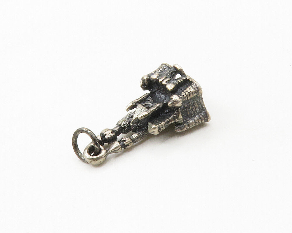 925 Sterling Silver  Vintage Petite Oxidized Disneyland Castle Pendant PT13496
