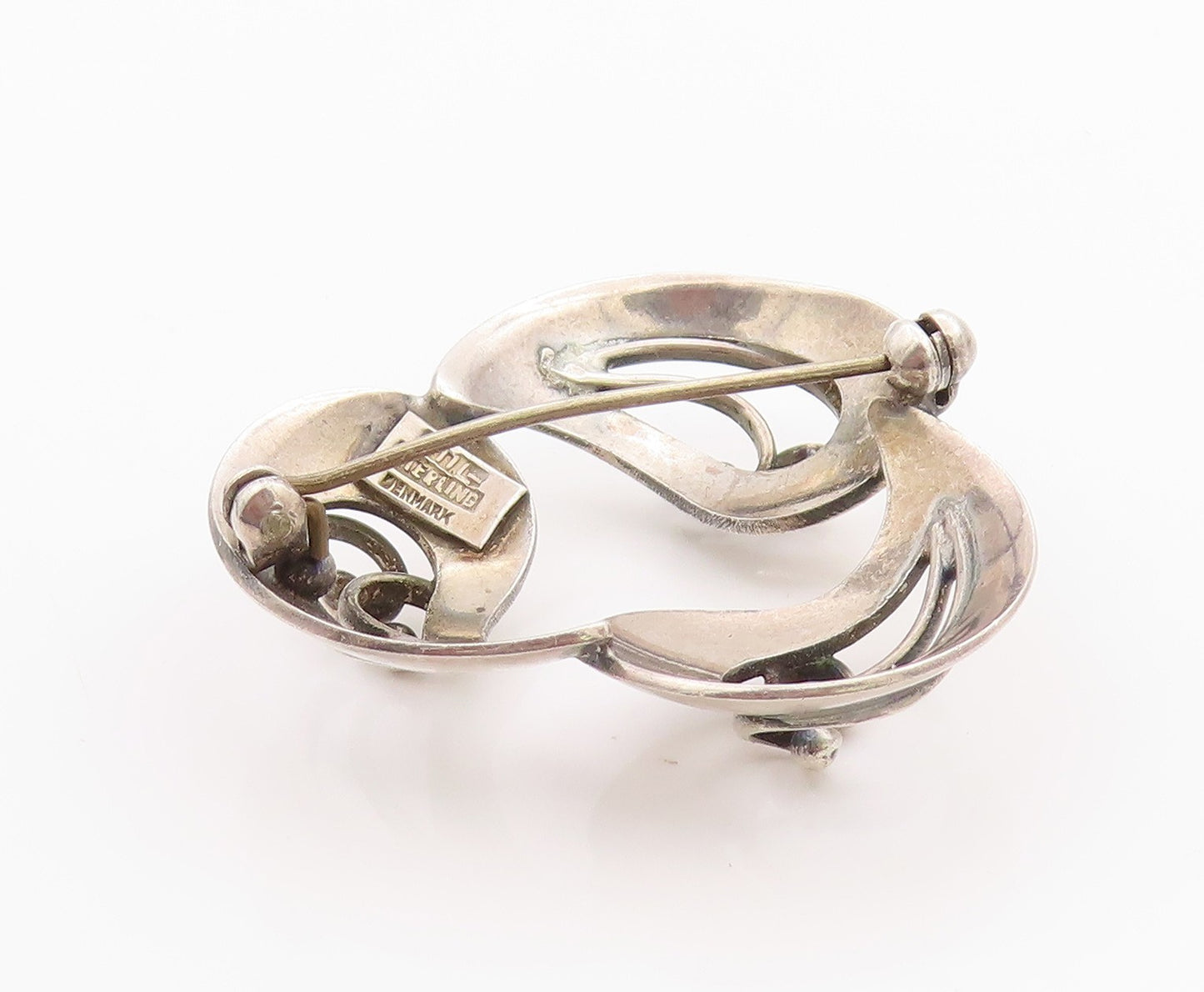 925 Sterling Silver Vintage Brooch DENMARK Swirly Floral Design Cutout  BP11711