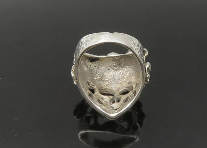 925 Sterling Silver  Vintage Sculpted Skeleton Head Biker Ring Sz 8.5  RG22492