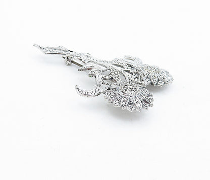 925 Sterling Silver  Sparkling Tied Flower Bouquet Motif Brooch Pin  BP1792