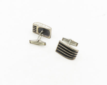925 Sterling Silver  Vintage Dark Tone Split Design Cufflinks  TR2410
