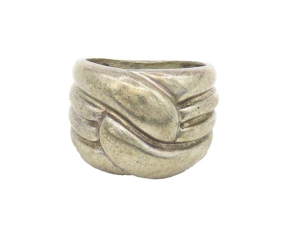 925 Sterling Silver  Vintage Shiny Fluted Detail Band Ring Sz 5  RG17624