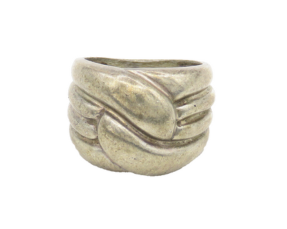 925 Sterling Silver  Vintage Shiny Fluted Detail Band Ring Sz 5  RG17624