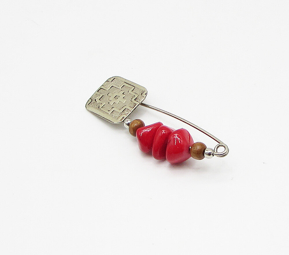 925 Sterling Silver  Vintage Beaded Art Deco Large Pin  BP1024
