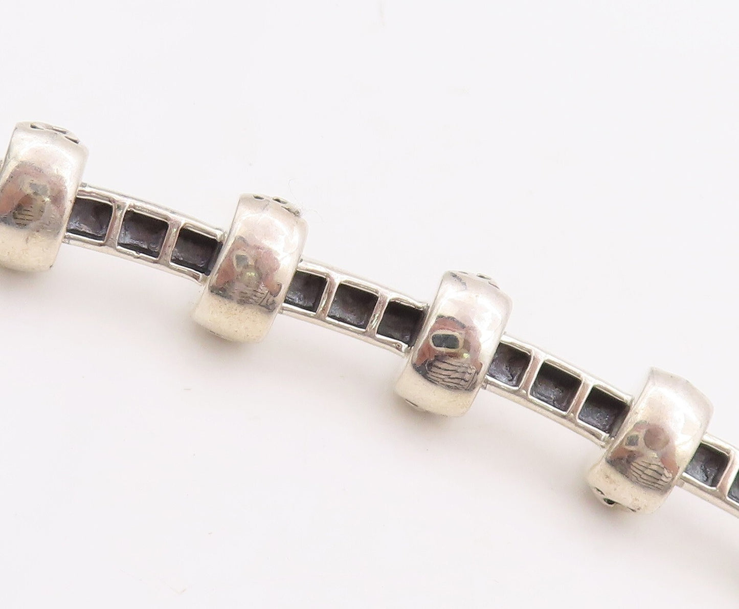 14K Gold 925 Sterling Silver Vintage Necklace KRYPELL Carved Beads  NE4368