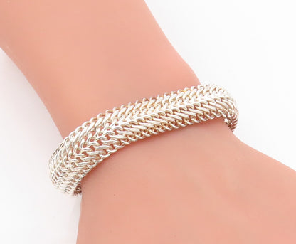925 Sterling Silver Vintage Bracelet Interwoven Braided Foxtail Chain  BT11565