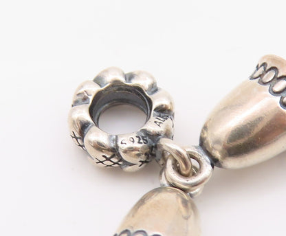 925 Sterling Silver Vintage Pendant PANDORA Mini Christmas Bell Jingles  PT24257