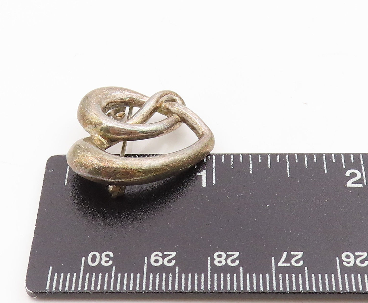 925 Sterling Silver Vintage Brooch Intertwined Celtic Love Heart Pin  BP12099