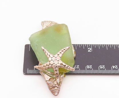 DESIGNER 925 Silver  Vintage Green Stone Starfish Heavy Large Pendant  PT16294