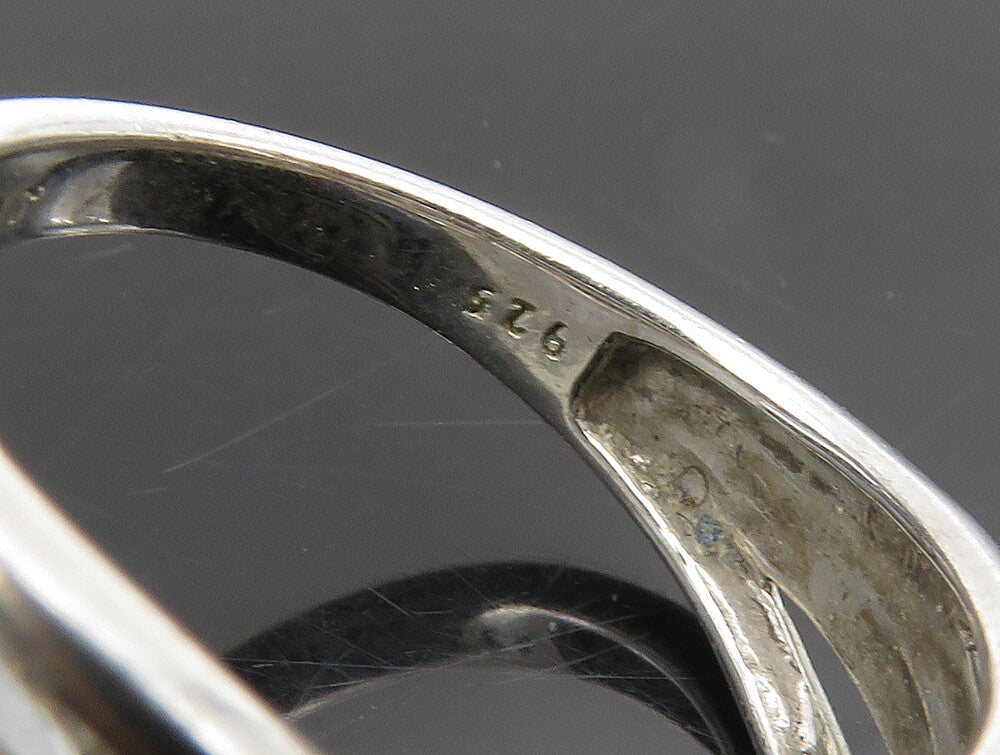 925 Silver  Vintage Floral Genuine Diamonds Multi Row Swirl Ring Sz 7  RG25158