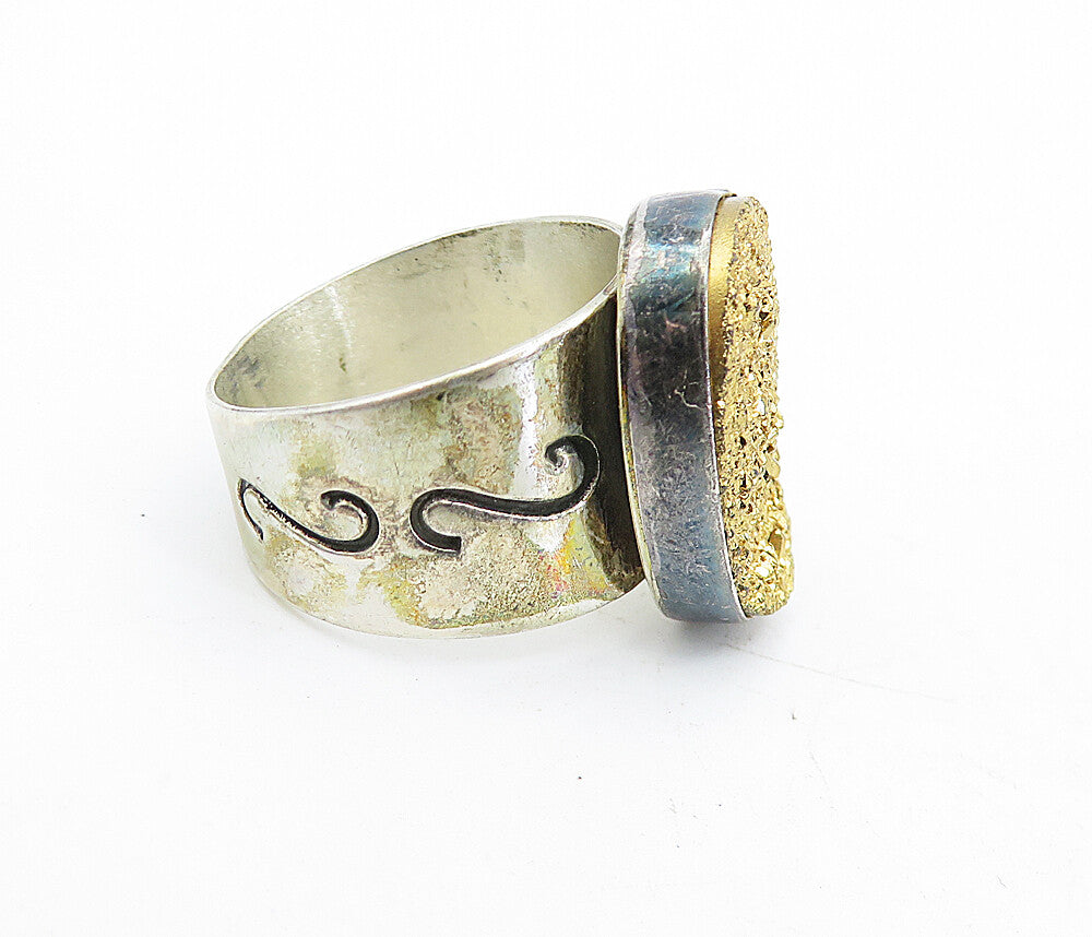 DTR JAY KING 925 Sterling Silver  Vintage Druzy Cocktail Ring Sz 7.5  RG5532