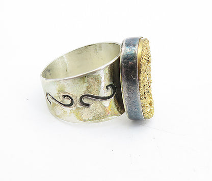 DTR JAY KING 925 Sterling Silver  Vintage Druzy Cocktail Ring Sz 7.5  RG5532