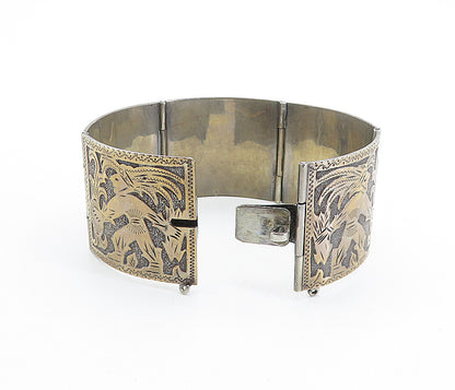 925 Silver & 18K Gold   Vintage Shiny Storyteller Chain Bracelet  BT2853