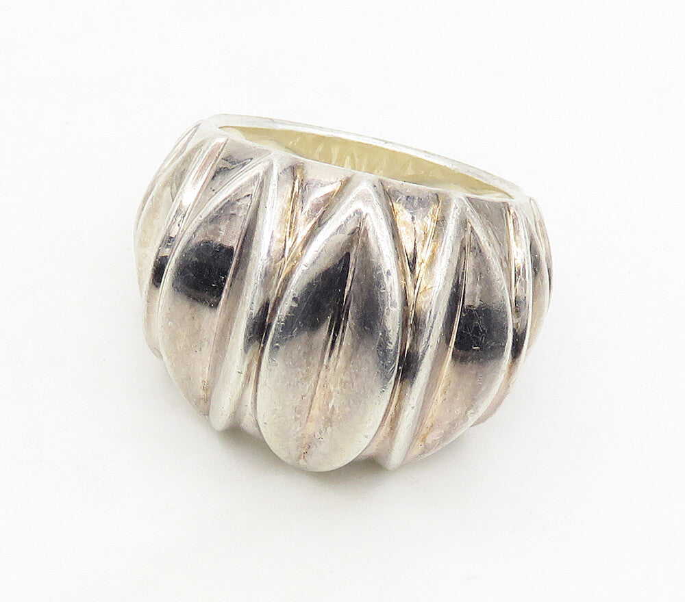 925 Sterling Silver  Vintage Shiny Concave Dome Band Ring Sz 7  RG16894