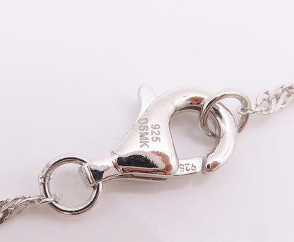 925 Sterling Silver Vintage Necklace Designer Cat's Eye & CZ Dragonfly  NE4521
