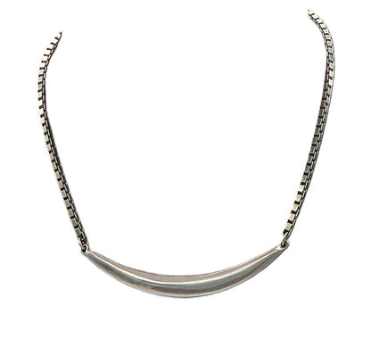 RLM STUDIO 925 Silver  Vintage Curve Pendant Box Link Chain Necklace  NE3355