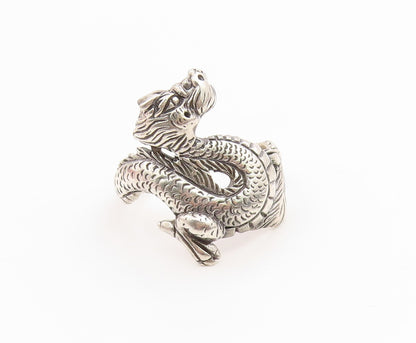 925 Sterling Silver Vintage Ring Etched Mythical Dragon Band  Sz 10  RG35903