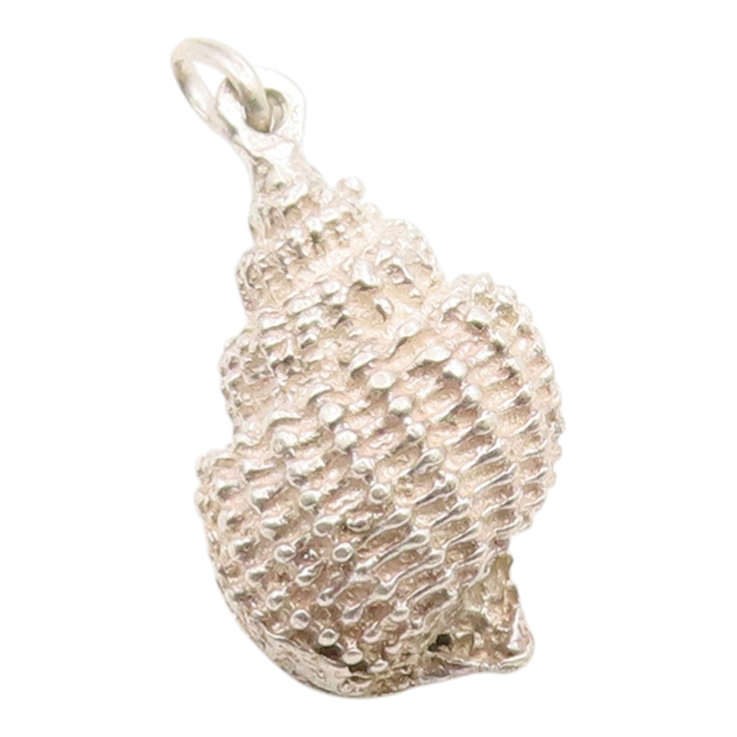 925 Sterling Silver Vintage Pendant Classic Textured Conch Shell Charm  PT26279