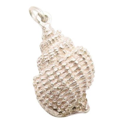 925 Sterling Silver Vintage Pendant Classic Textured Conch Shell Charm  PT26279