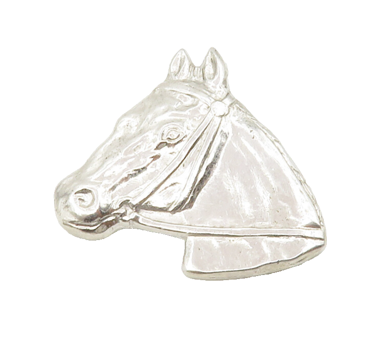 925 Sterling Silver  Vintage Shiny Horse's Head Animal Brooch Pin  BP5701