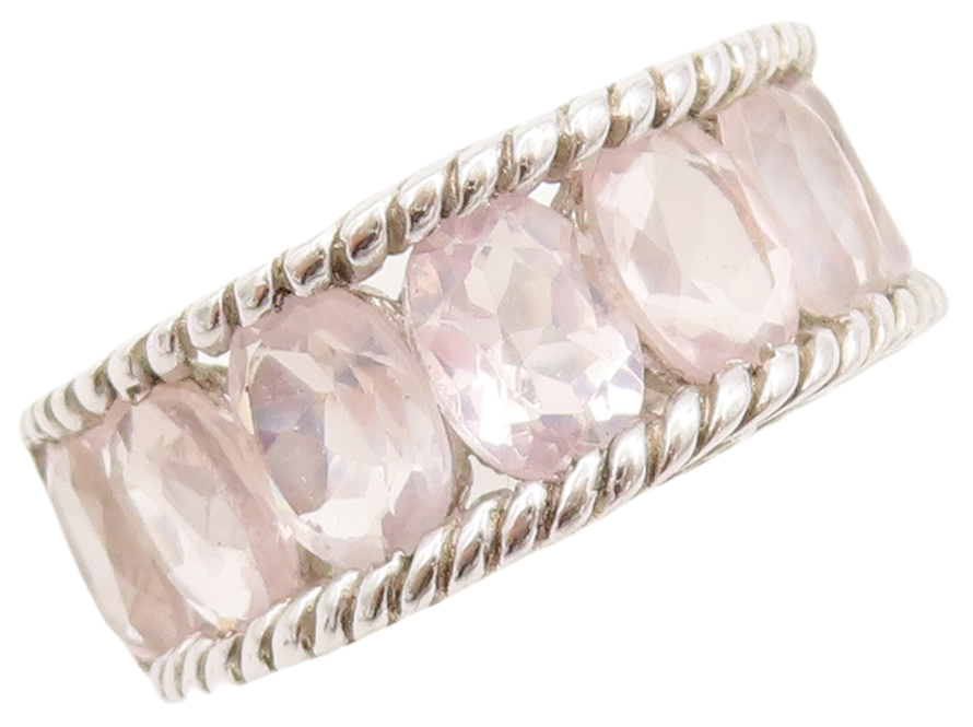 925 Sterling Silver Vintage Ring Oval Cut Topaz Swirly Carved  Sz 7  RG29849