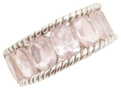 925 Sterling Silver Vintage Ring Oval Cut Topaz Swirly Carved  Sz 7  RG29849
