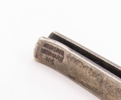 925 Sterling Silver Vintage Tie Clip DENMARK Dark Tone Engraved Clasp  TR3954