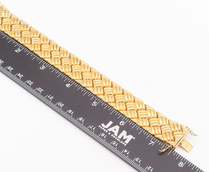 925 Sterling Silver Vintage Bracelet Linked Gold Plated Woven Effect  BT10405