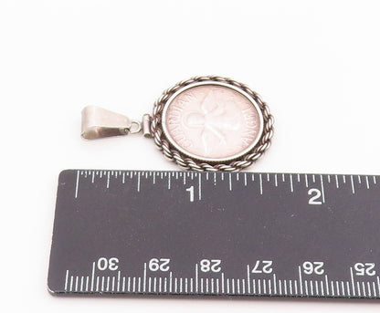 925 Sterling Silver Vintage Pendant Guardian Angel Twisted Rope Edge  PT26130