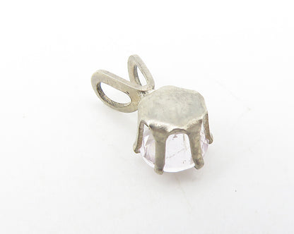 925 Sterling Silver  Vintage Prong Set Round Cut Topaz Petite Pendant  PT9167